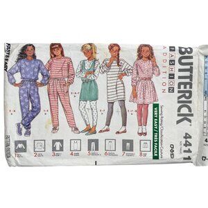 80s Butterick 4411 Pattern Sizes 7-10 Dress Top Jumper Skirt Leggings Pants CUT